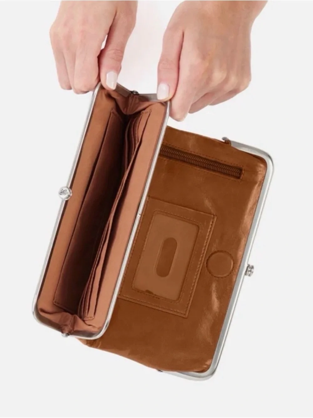 Hobo Lauren Leather Clutch Tan Brown Wallet